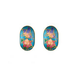 1980s Vintage Cloisonné Demi Hoop Clip-On Earrings