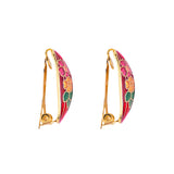 1980s Vintage Cloisonné Demi Hoop Clip-On Earrings