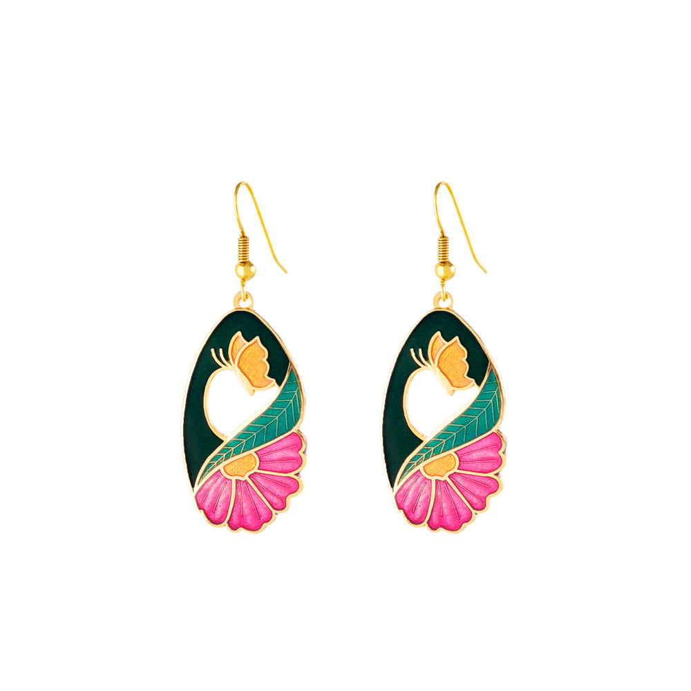 1980s Vintage Cloisonné Earrings