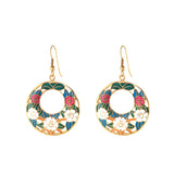1980s Vintage Cloisonné Hoop Earrings