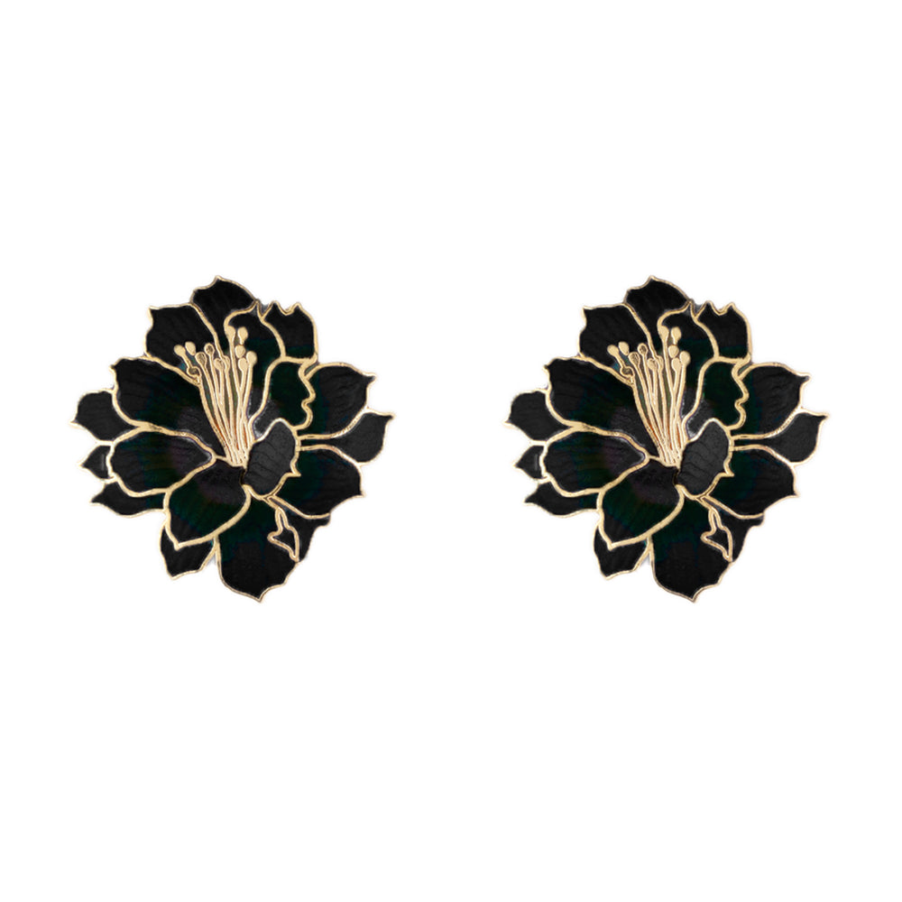 1980s Vintage Cloisonné Floral Earrings