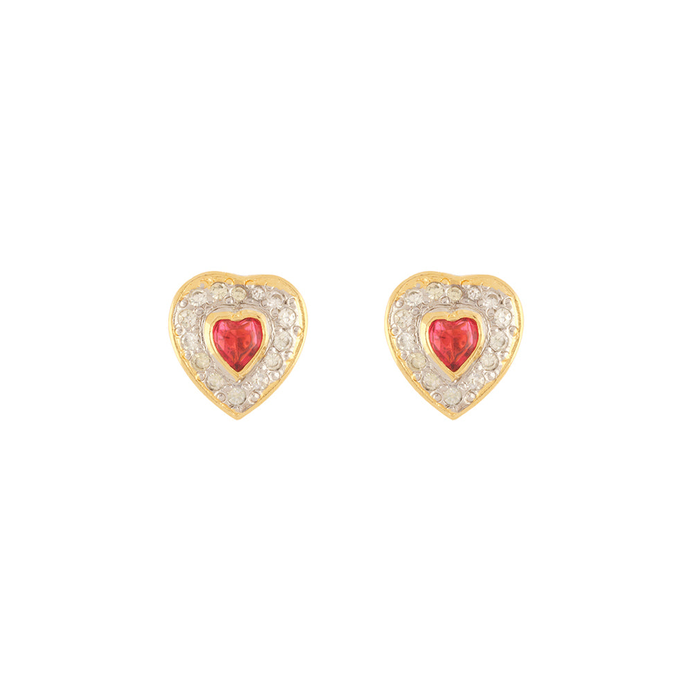 1990s Vintage Heart Clip On Earrings