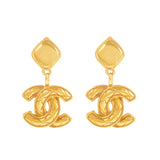 1980s Vintage Chanel Medallion Drop Clip-On Earrings