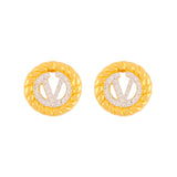 1990s Vintage Valentino Round V Logo Clip-On Earrings