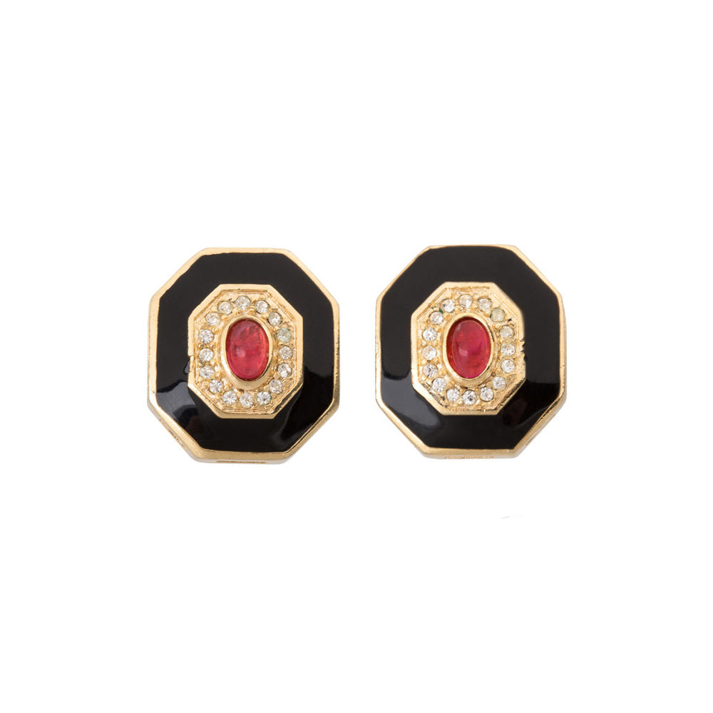 1980s Vintage Christian Dior Deco-style Clip-On Earrings