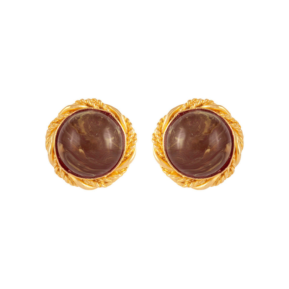 1980s Vintage Mocha Brown Clip-On Earrings