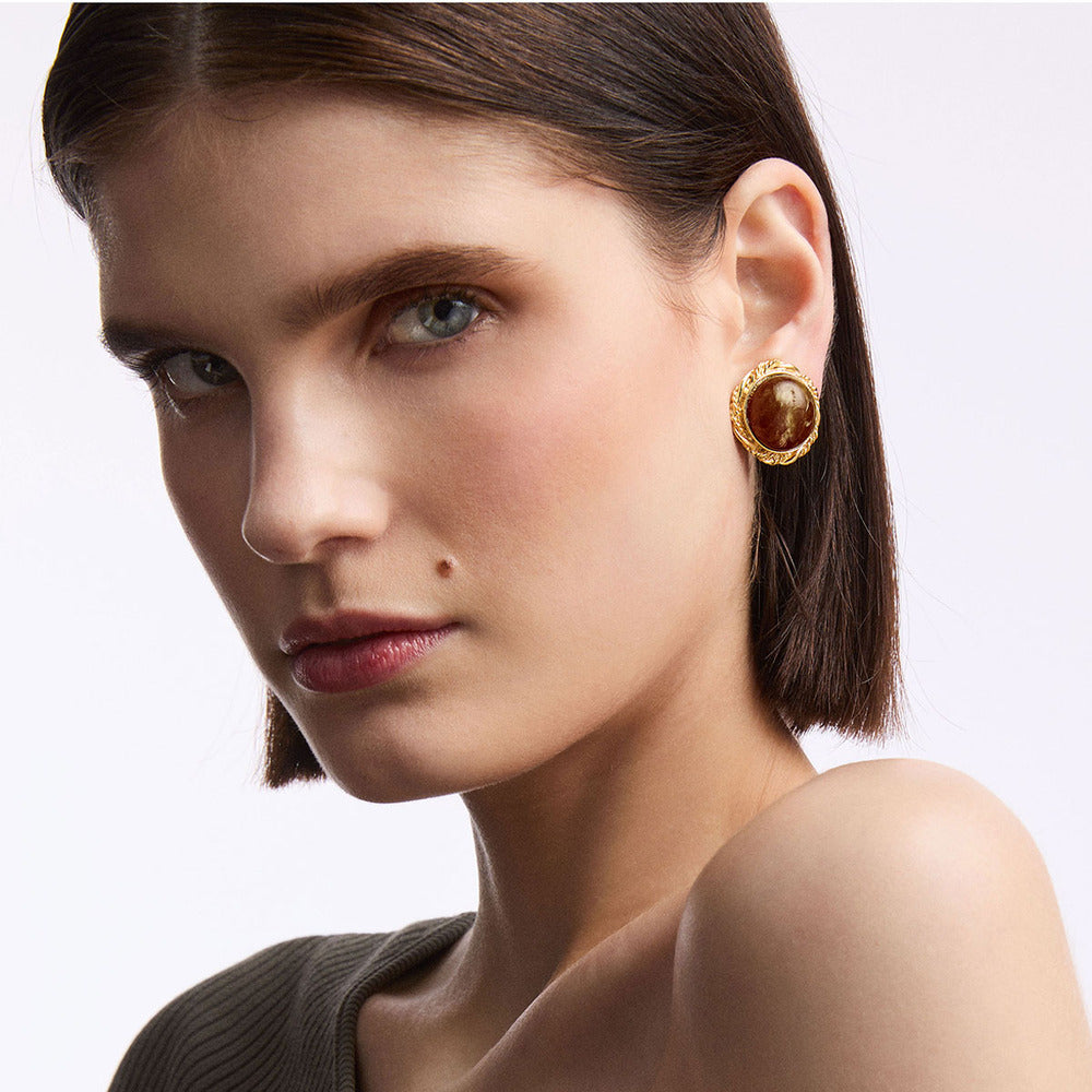 1980s Vintage Mocha Brown Clip-On Earrings