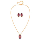 1980s Vintage Christian Dior Amethyst Swarovski Pendant Necklace And Earring Set