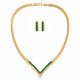 1980s Vintage Christian Dior Emerald Earring and Necklace Set