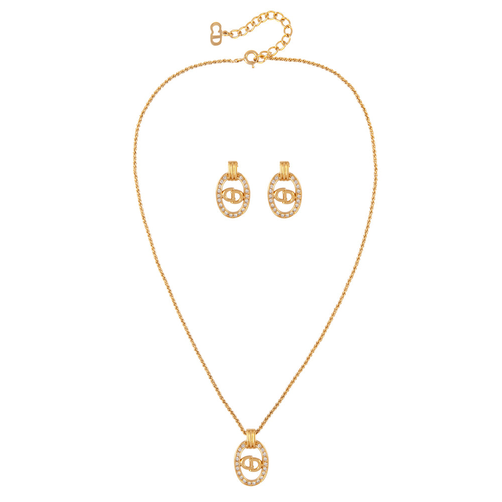 1980s Vintage Christian Dior Necklace And Clip-On Earring Set