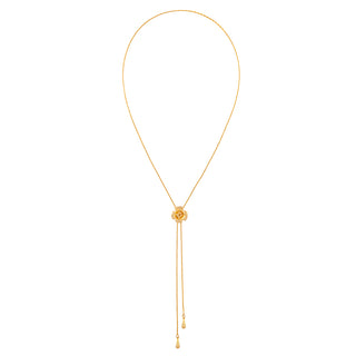 90s Gold Plated Rose Lariat Necklace