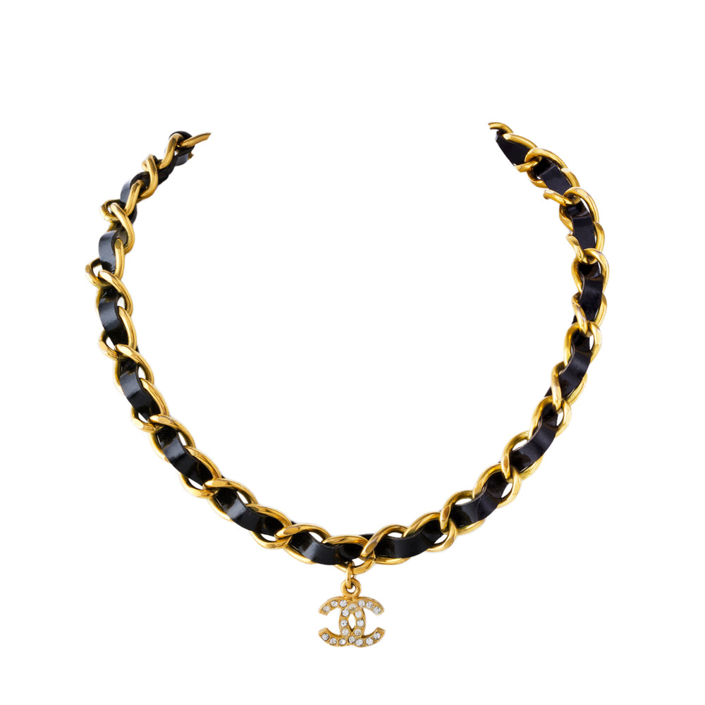 1995 Vintage Chanel Leather Choker Necklace