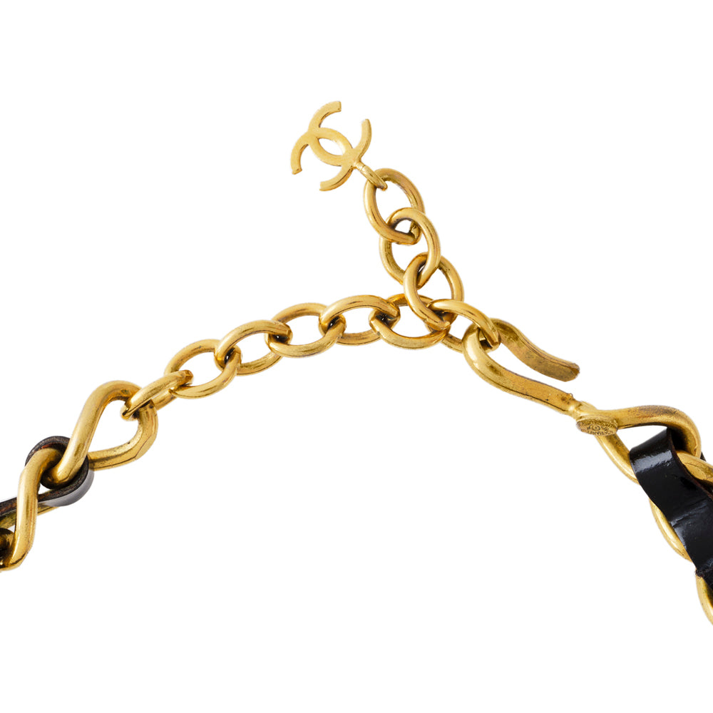 1995 Vintage Chanel Leather Choker Necklace