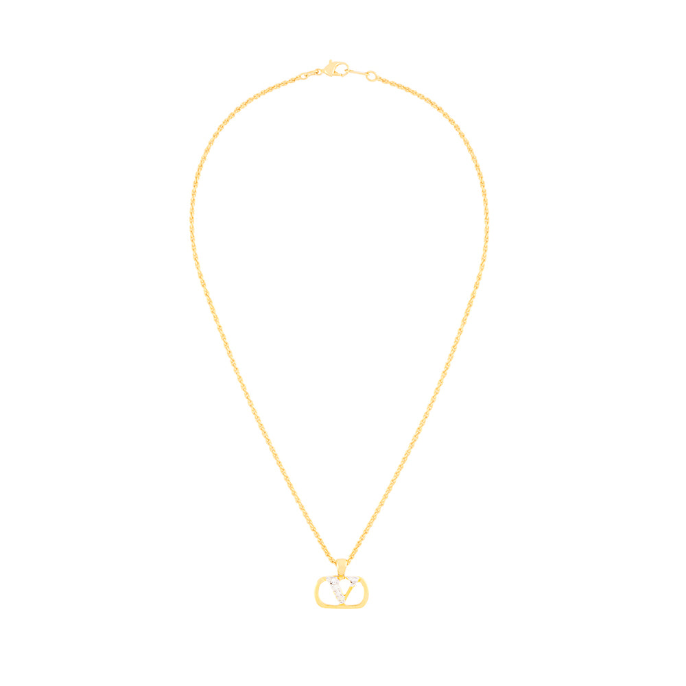 1990s Vintage Valentino V Logo Pendant Necklace