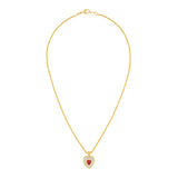 1980s Vintage Valentino Heart Faux Ruby Pendant Necklace