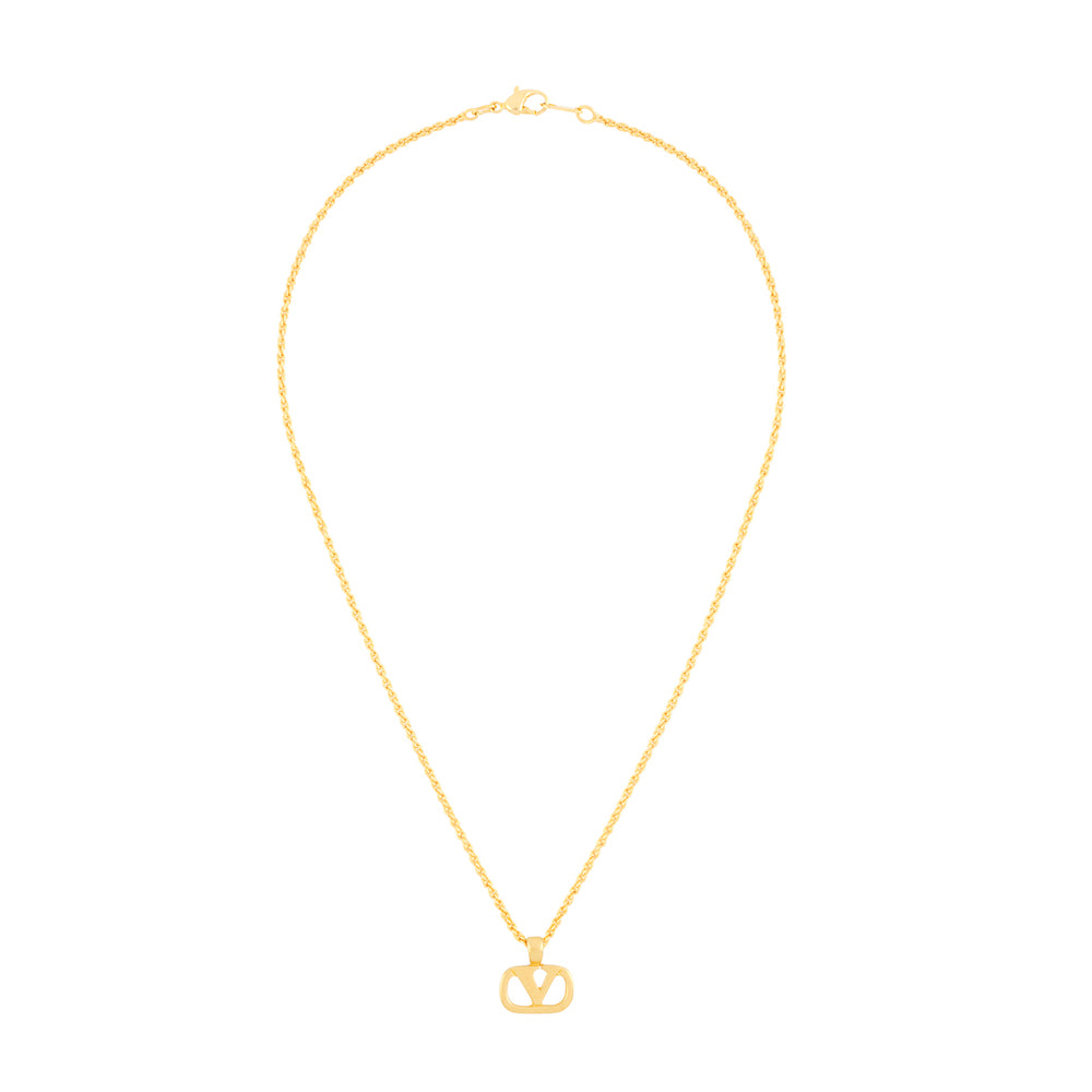 1990s Vintage Valentino V Logo Pendant Necklace