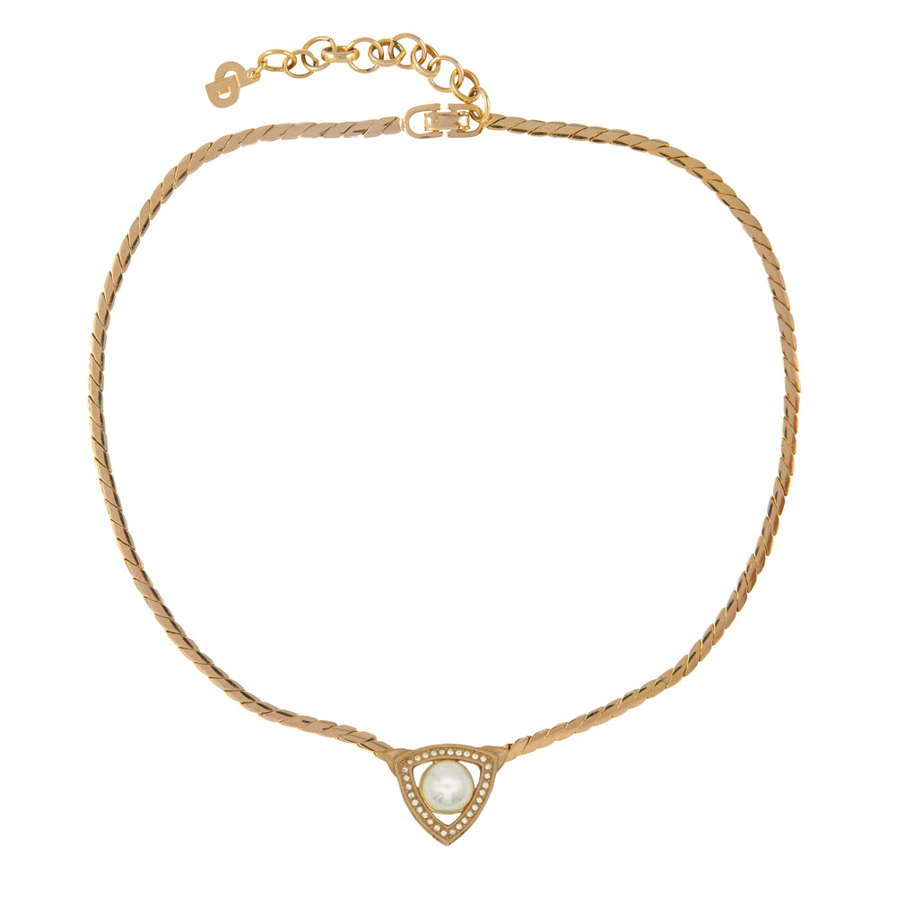 1980s Vintage Christian Dior Flat Weave Necklace