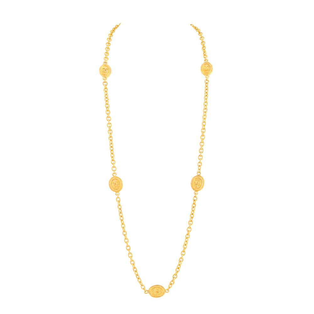 1980s Vintage Chanel Oval Medallion Necklace