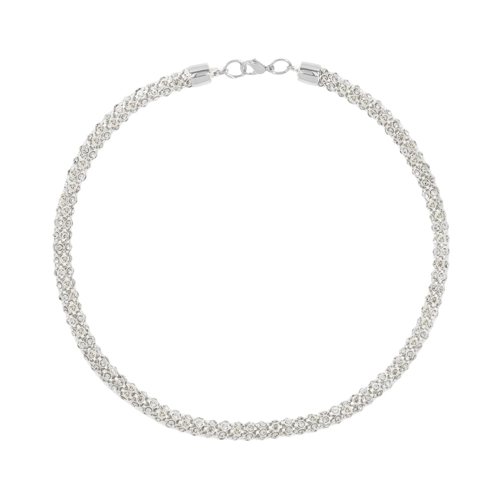 1980s Vintage Silver Plated Crystal Necklace