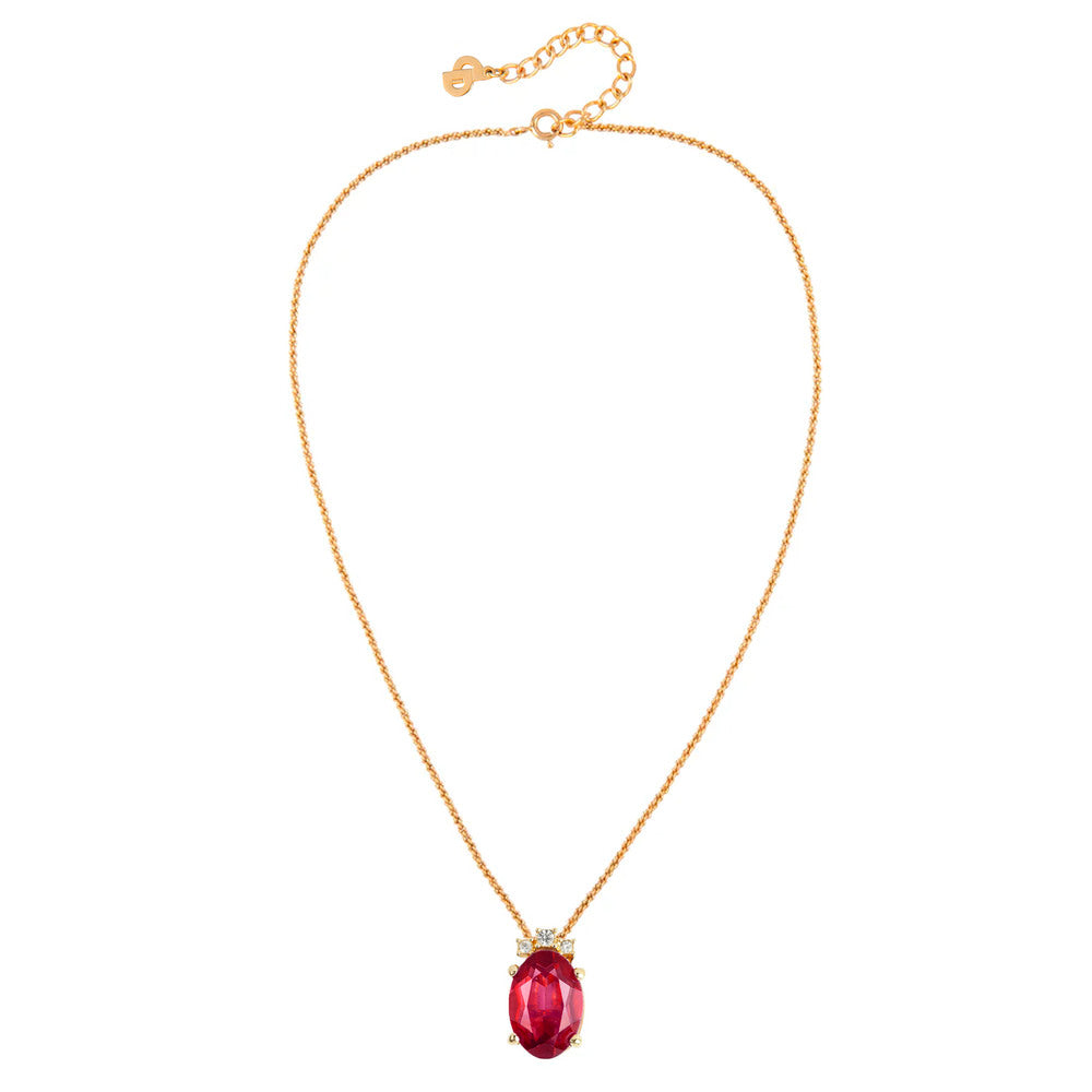1980s Vintage Christian Dior Ruby Red Pendant Necklace