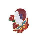 1980s Vintage Cloisonné Art Deco Lady Brooch