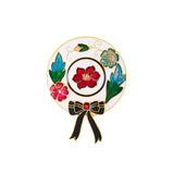 1980s Vintage Cloisonné Bonnet Brooch