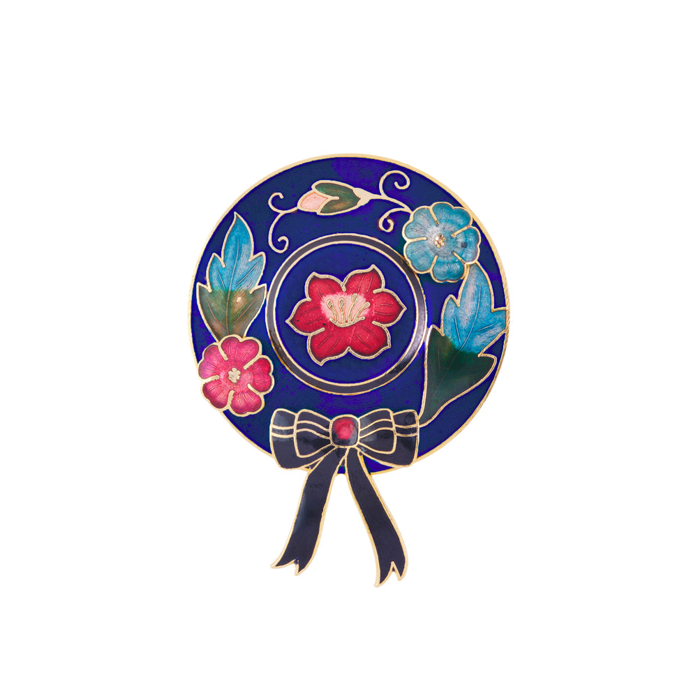 1980s Vintage Cloisonné Bonnet Brooch