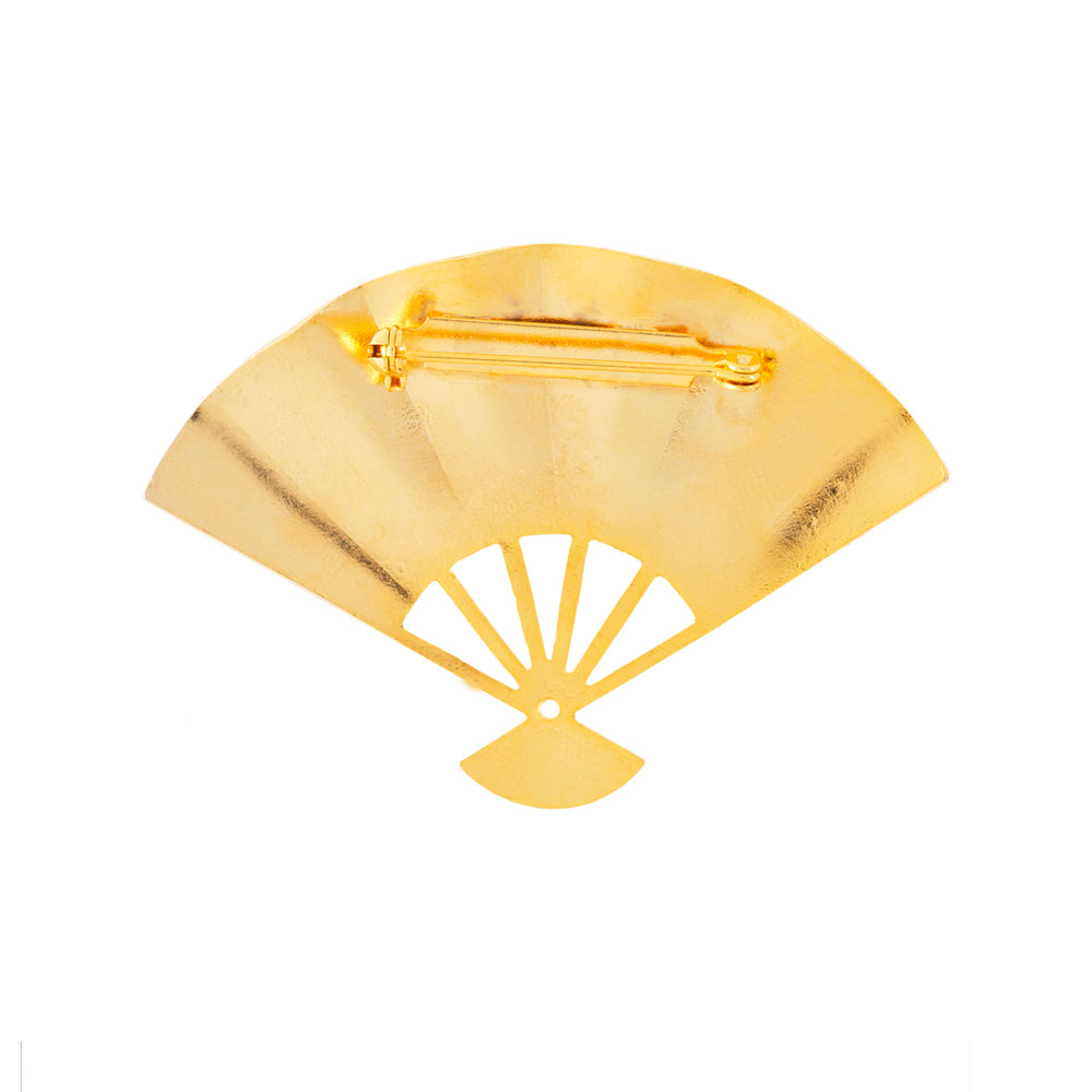 1980s Vintage Cloisonné Fan Brooch