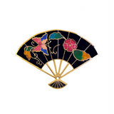 1980s Vintage Cloisonné Fan Brooch