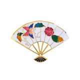 1980s Vintage Cloisonné Fan Brooch