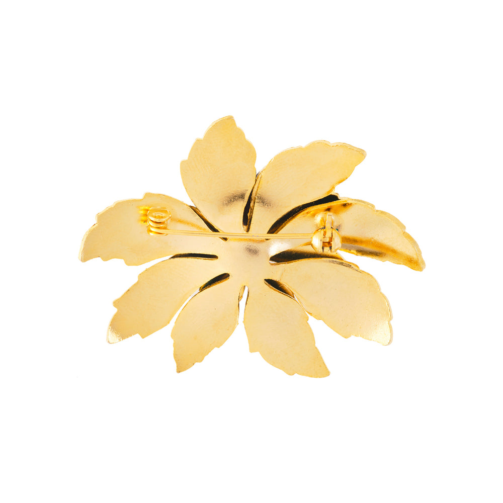 1980s Vintage Cloisonné Lotus Flower Brooch