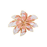 1980s Vintage Cloisonné Lotus Flower Brooch
