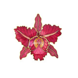 1980s Vintage Cloisonné Orchid Brooch
