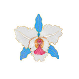1980s Vintage Cloisonné Orchid Brooch
