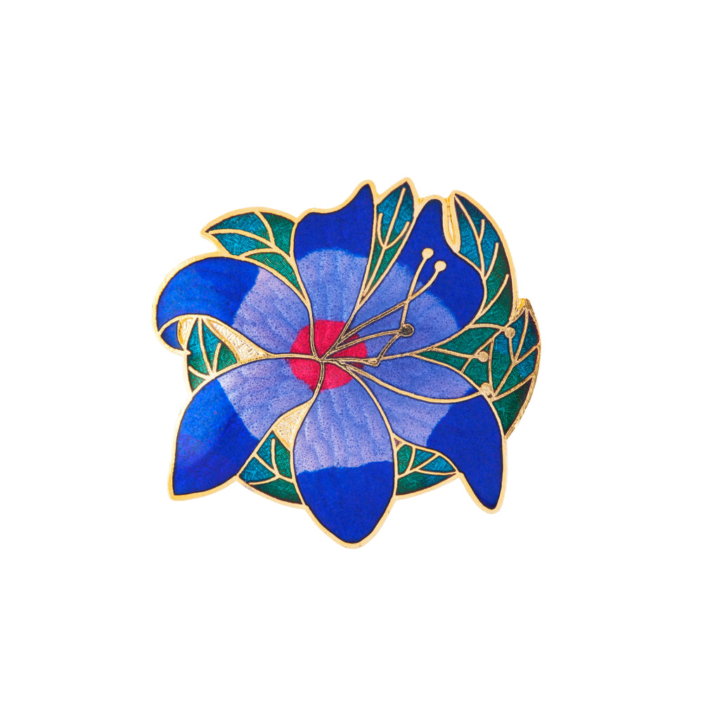 1980s Vintage Cloisonné Water Lily Brooch