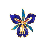 1980s Vintage Cloisonné Orchid Brooch