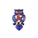 1980s Vintage Cloisonné Owl Brooch