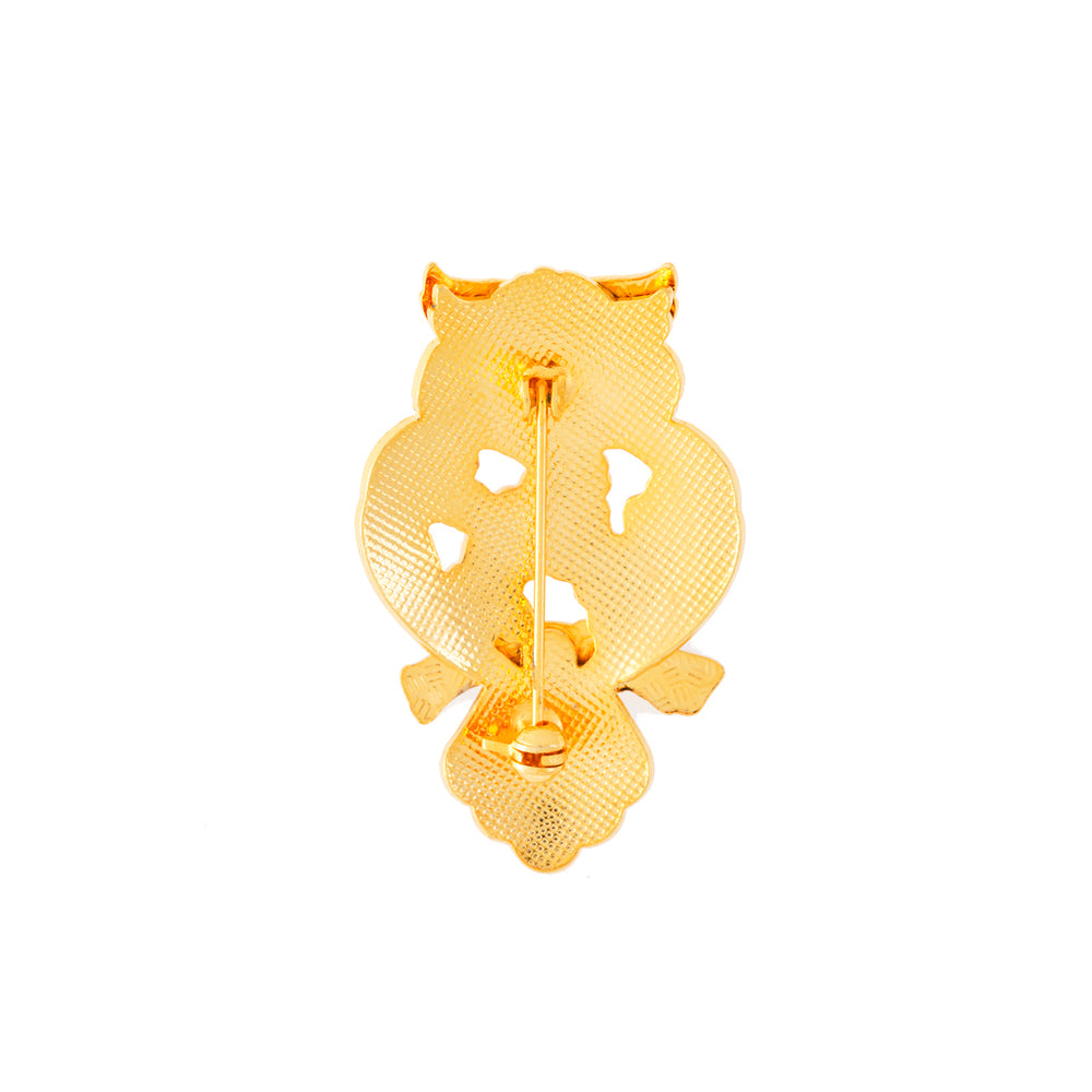 1980s Vintage Cloisonné Owl Brooch