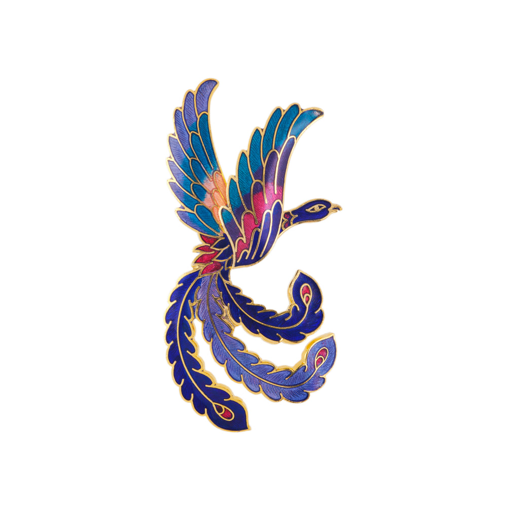 1980s Vintage Cloisonné Paradise Bird Brooch