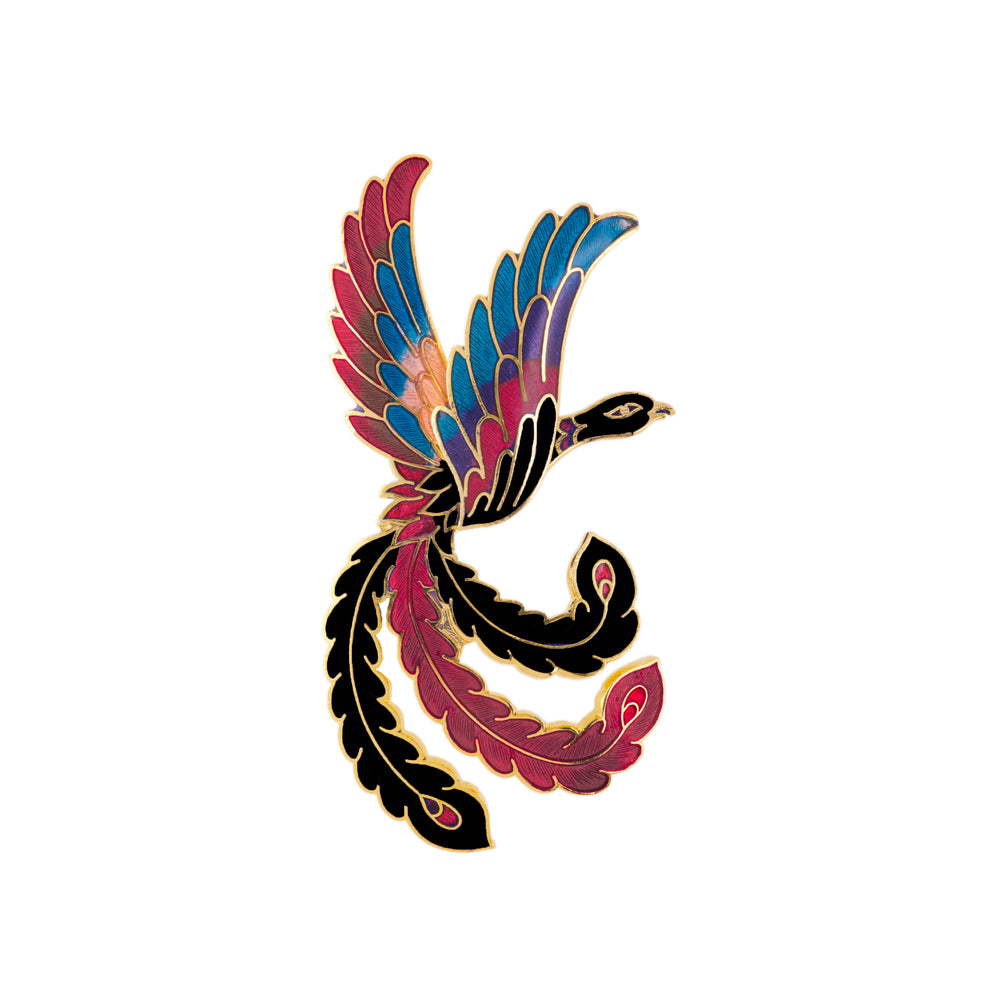 1980s Vintage Cloisonné Paradise Bird Brooch