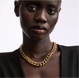 1990s Vintage Gold Plated Chunky Curb Chain Necklace