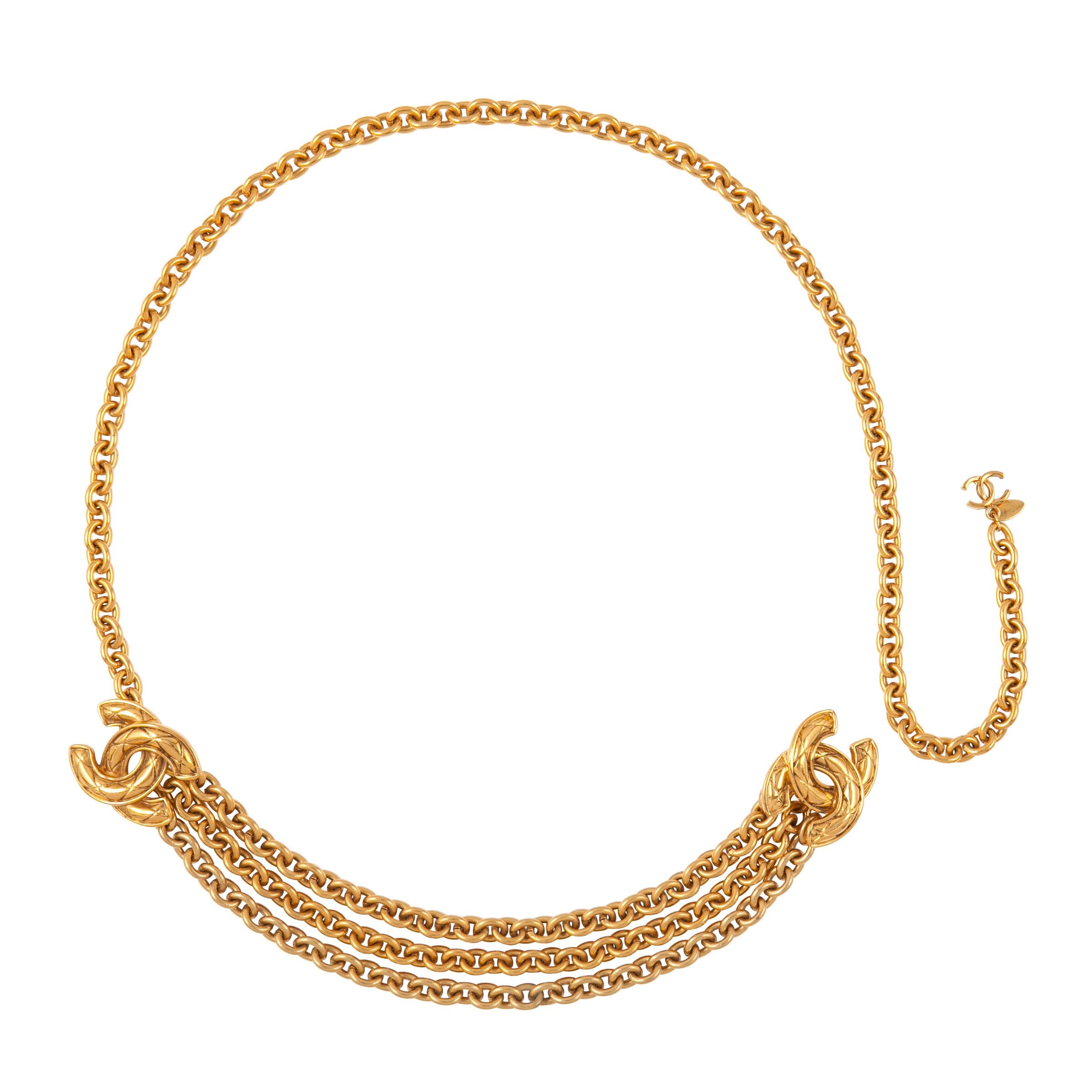 1980s Vintage Chanel Chain Logo Belt