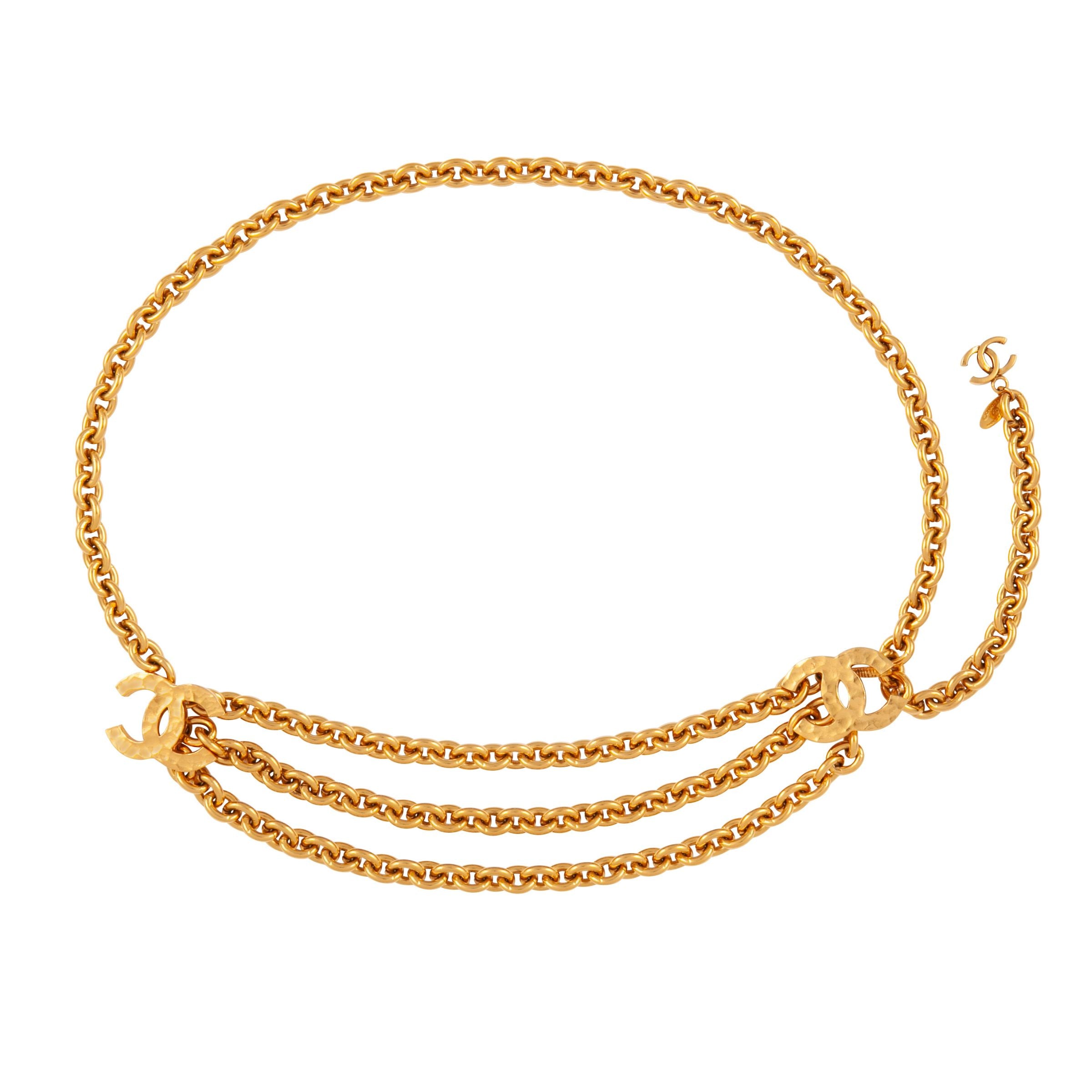 1980s Vintage Chanel Chain Logo Belt