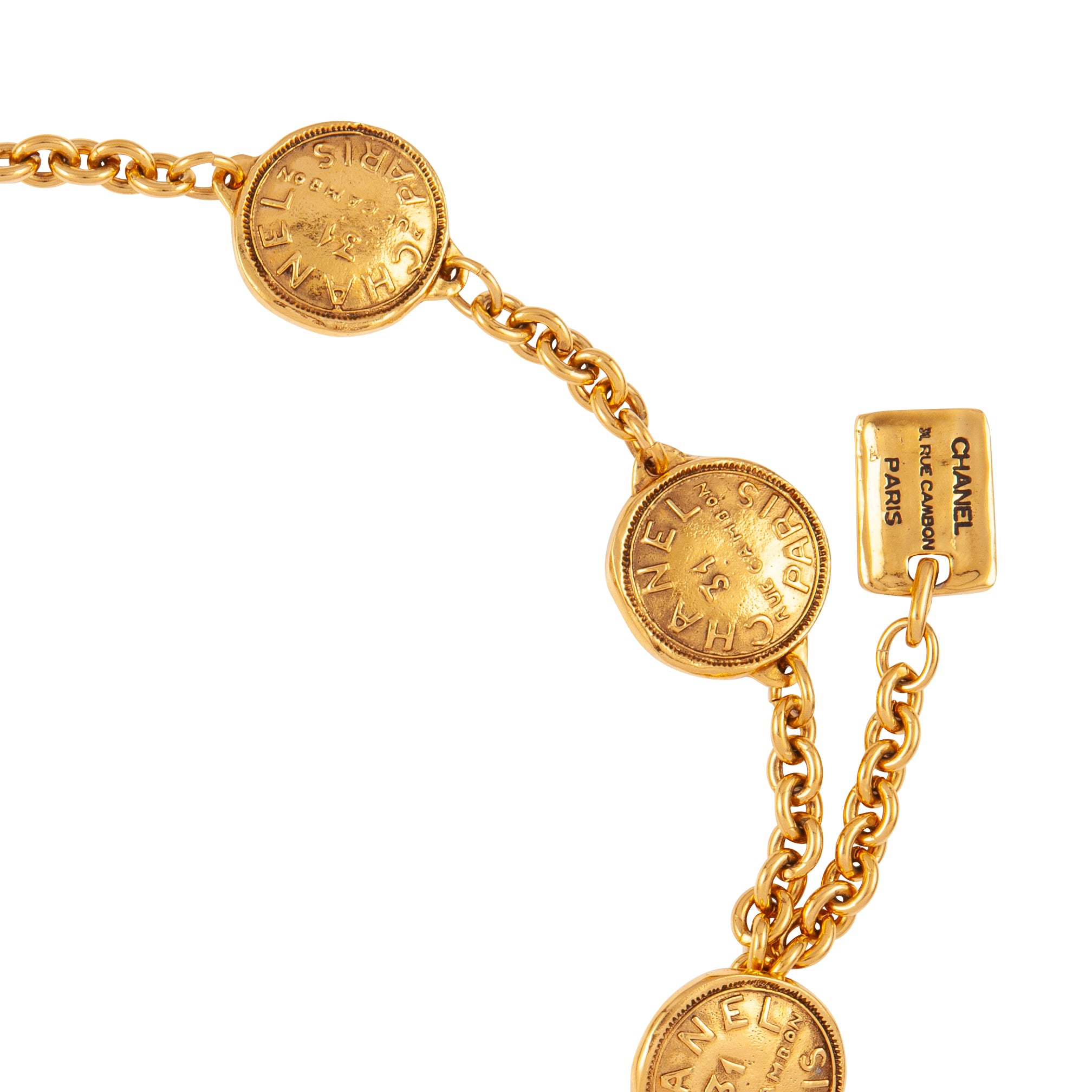 1980s Vintage Chanel Textured Coin Belt