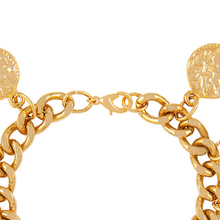 1980s Vintage Gold Plated Chain Link Charm Bracelet
