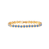 1990s Vintage Blue Topaz Birthstone Swarovski Crystal Tennis Bracelet