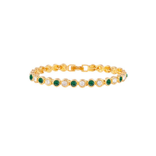 1990s Vintage Emerald and Clear Swarovski Crystal Tennis Bracelet
