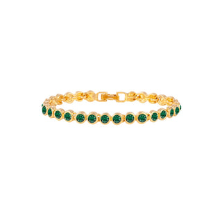 1990s Vintage Emerald Birthstone Swarovski Crystal Tennis Bracelet