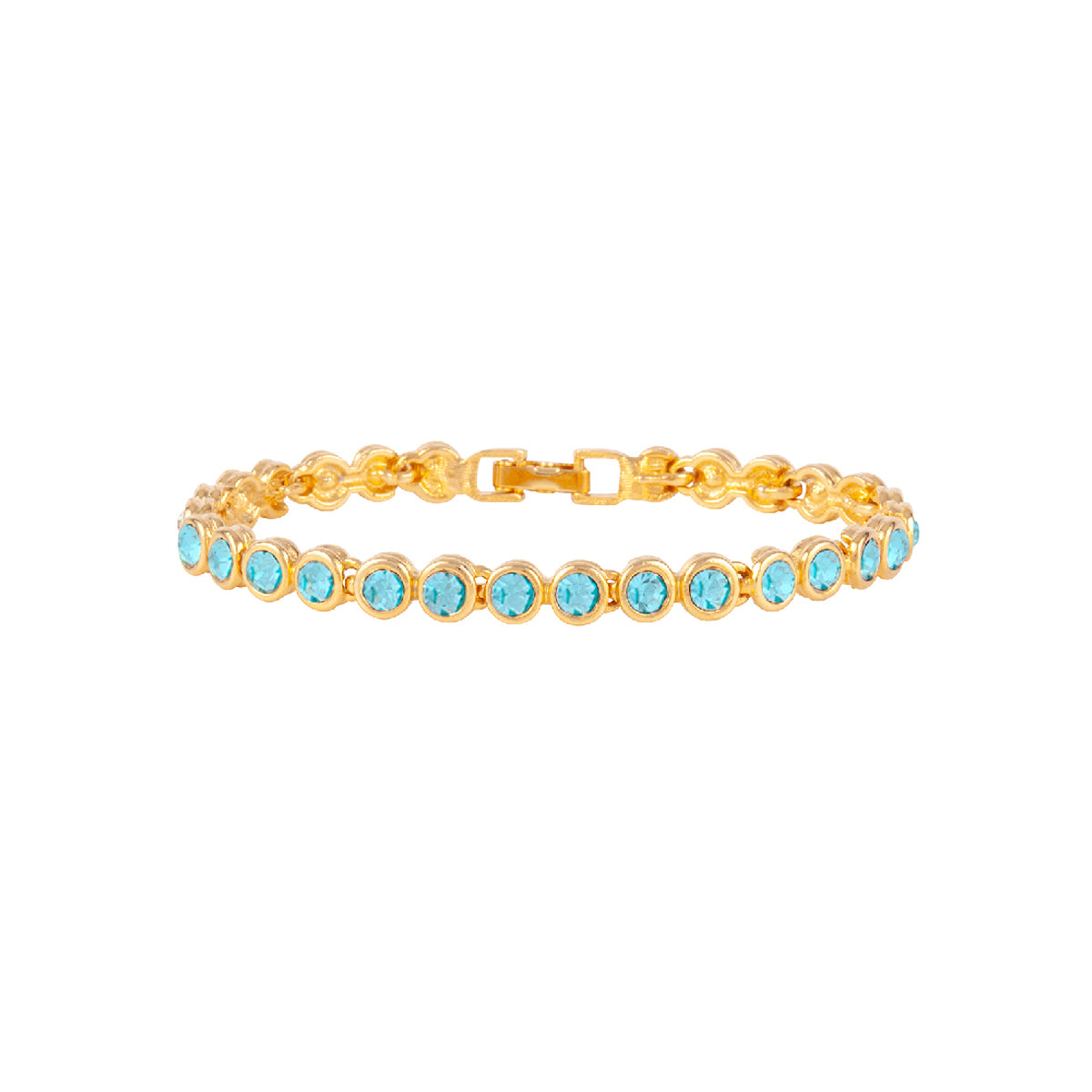 1990s Vintage Aquamarine Birthstone Swarovski Crystal Tennis Bracelet