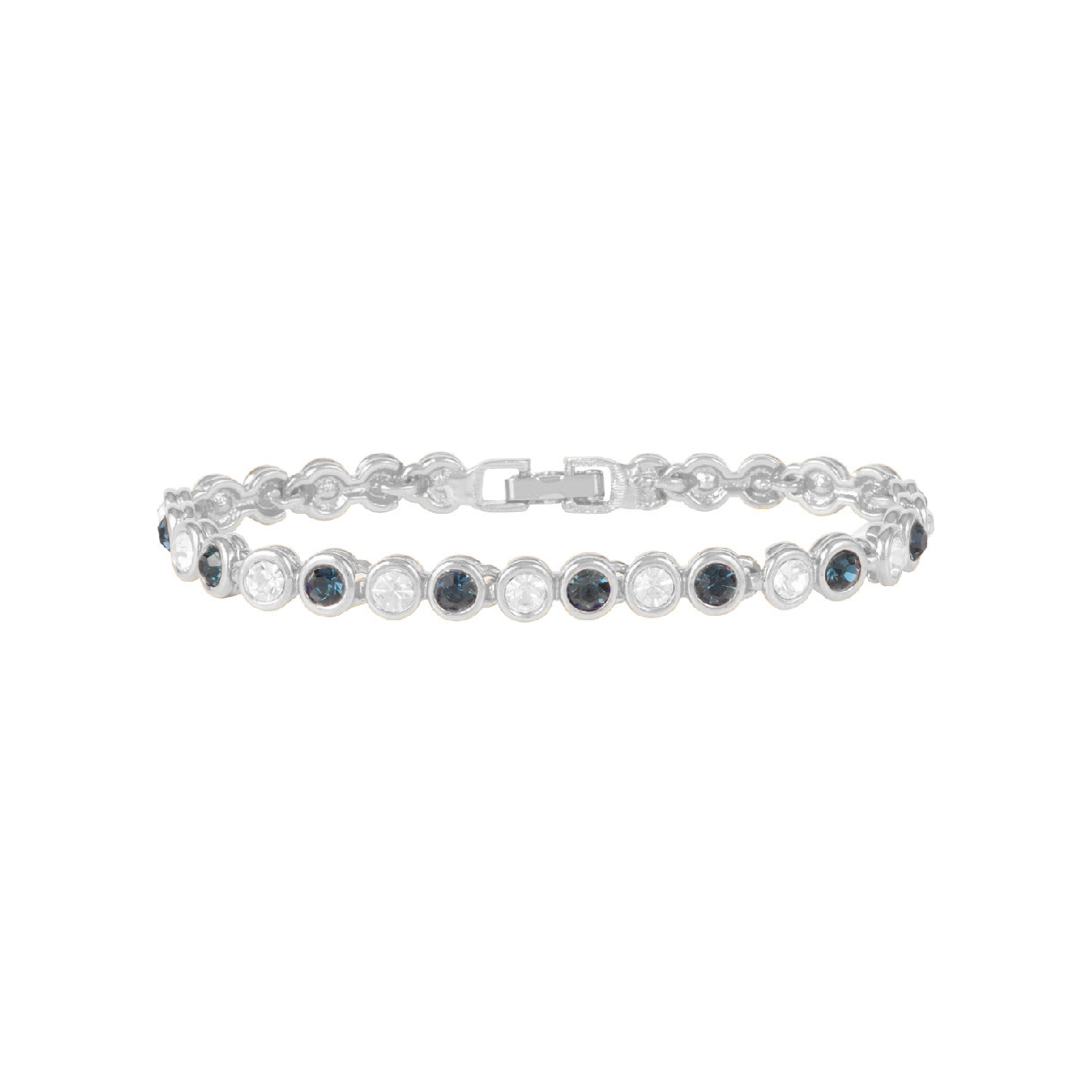 1990s Vintage Clear & Sapphire Swarovski Crystal Tennis Bracelet